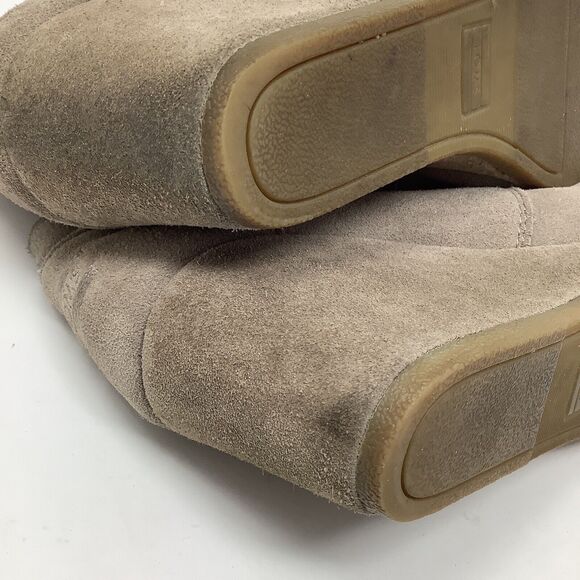 TOMS Wedge Bootie Womens 10 Beige Suede Wedge Ankle Booties Lace Up Desert Taupe - Picture 14 of 16